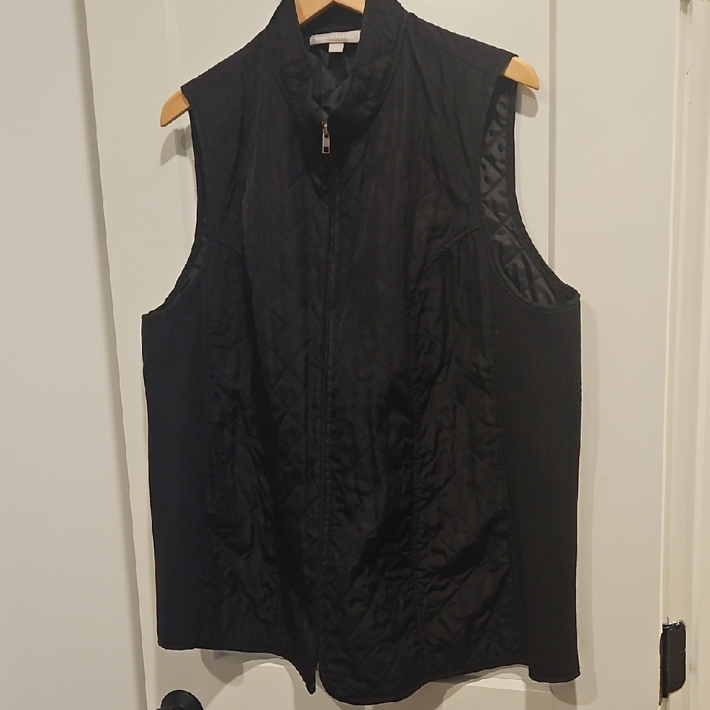 Woman Within - Zip Front Quilted Vest - Black 1X